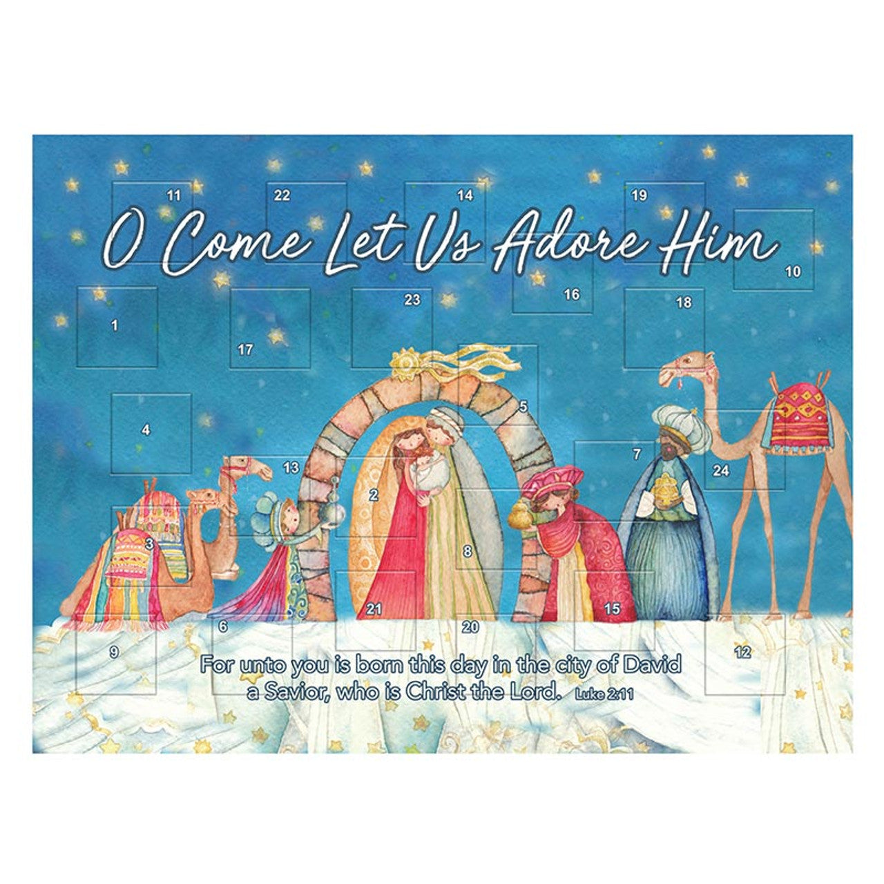 O Come Let Us Adore Him Advent Calendar, ONE (1) Calendar, 10" W x 7-5/8" H