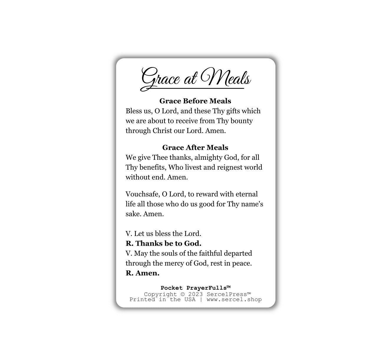 Grace at Meals: Pocket PrayerFulls™ | Durable Wallet Prayer Cards | Catholic Prayers