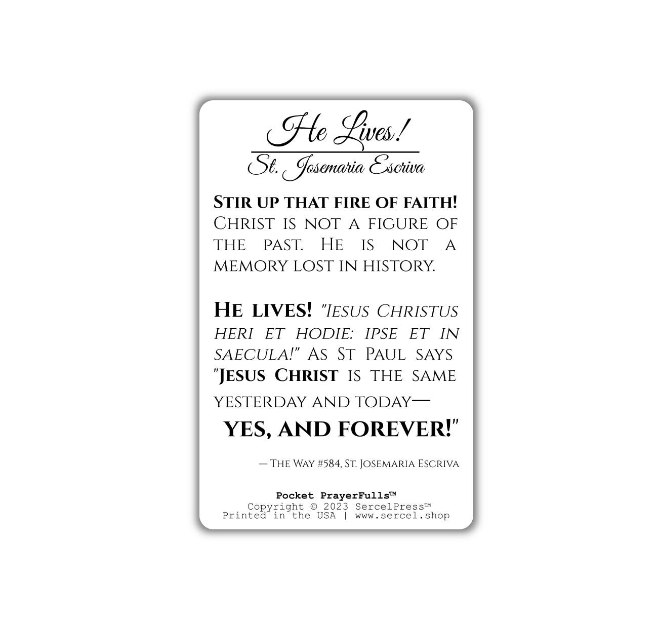 St. Josemaria Escriva, He Lives: Pocket PrayerFulls™ | Durable Wallet Prayer Cards | Catholic Saints