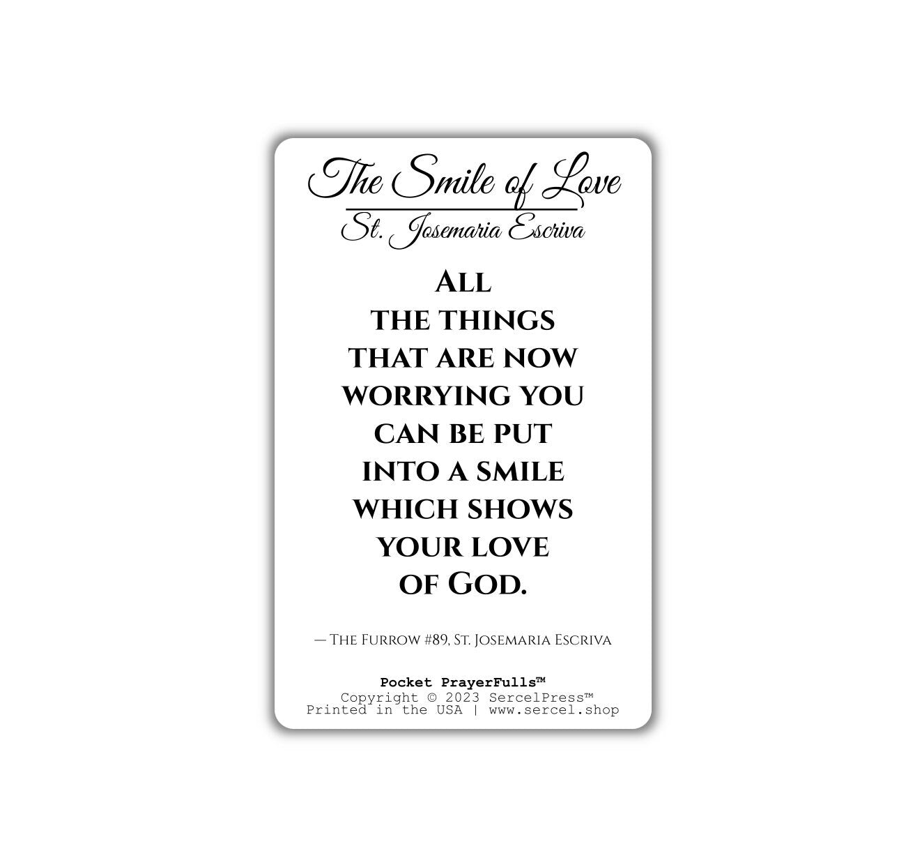 St. Josemaria Escriva, The Smile of Love: Pocket PrayerFulls™ | Durable Wallet Prayer Cards | Catholic Saints
