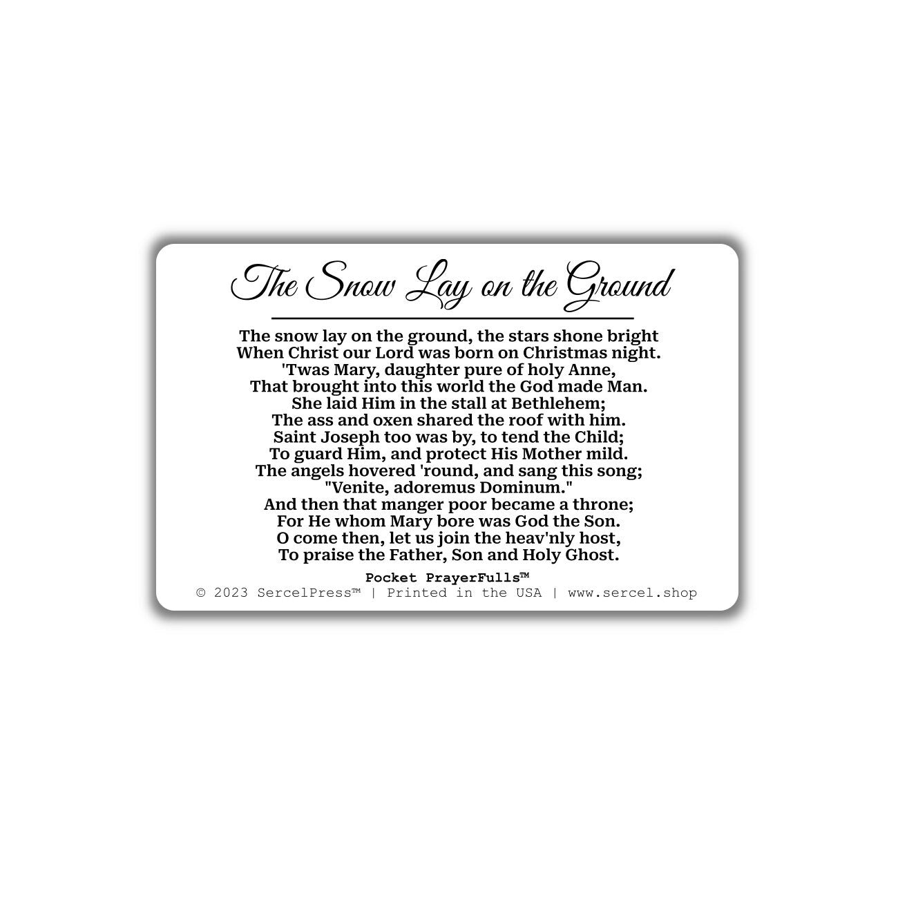 The Snow Lay on the Ground: Pocket PrayerFulls™ | Durable Wallet Prayer Cards | Advent, Christmas, Nativity Gift | Catholic Hymns