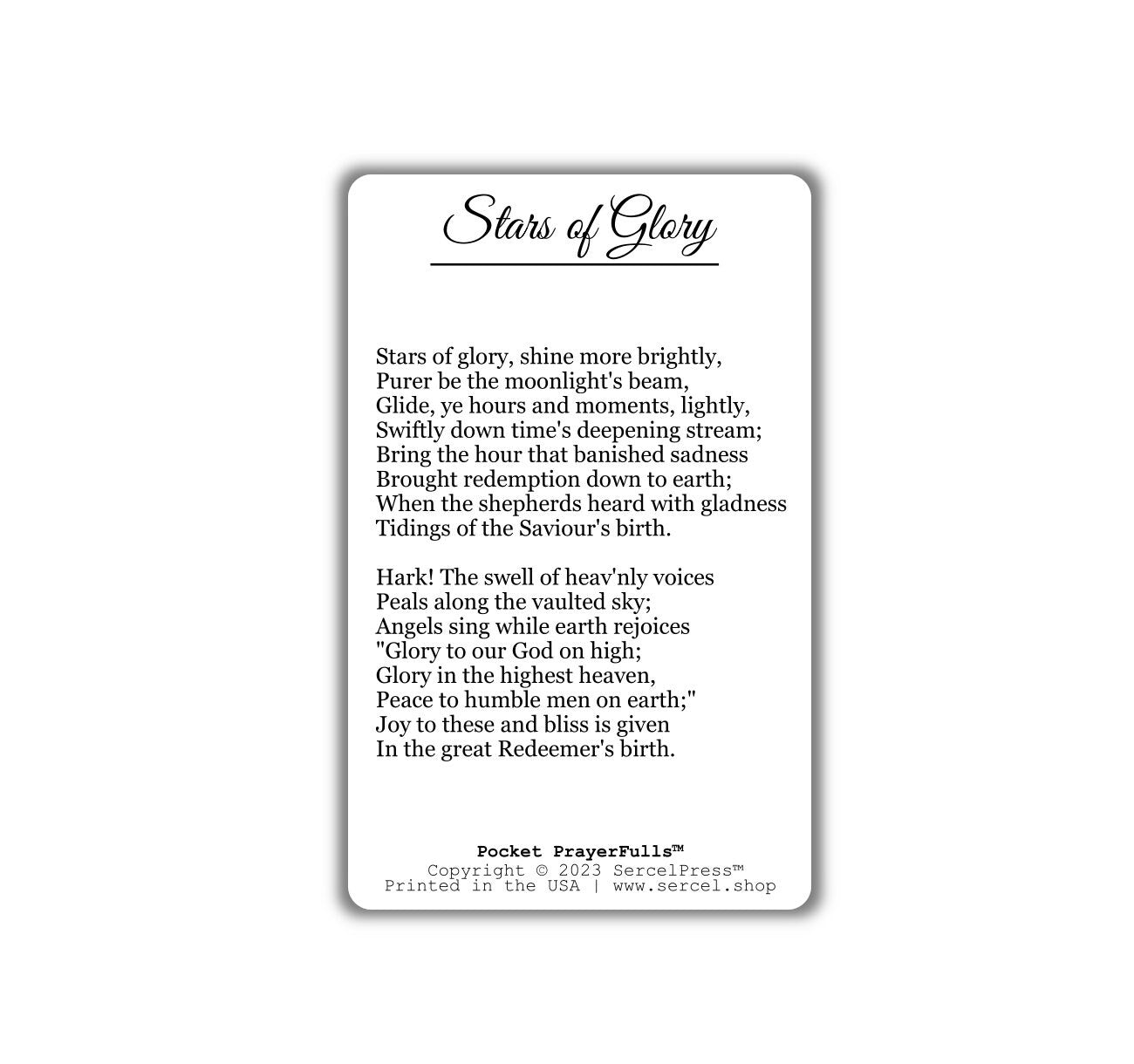 Stars of Glory: Pocket PrayerFulls™ | Durable Wallet Prayer Cards | Advent, Christmas, Nativity Gift | Catholic Hymns