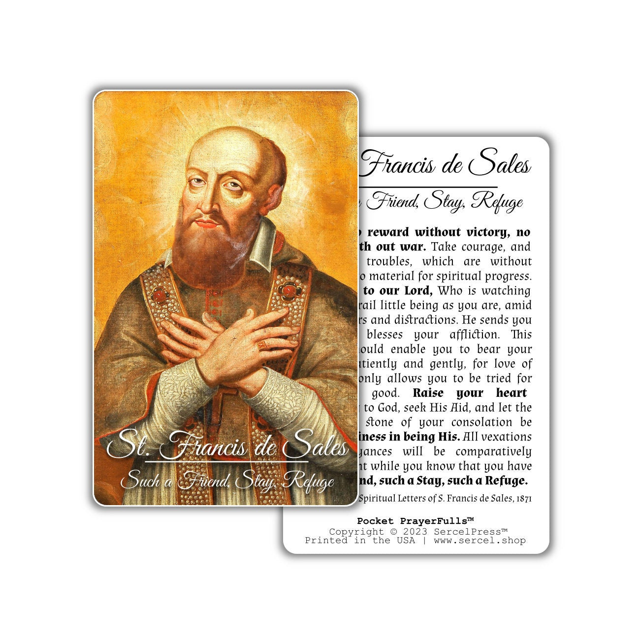 St. Francis de Sales, Such a Friend, Stay, Refuge: Pocket PrayerFulls™ | Durable Wallet Prayer Cards | Catholic Saints