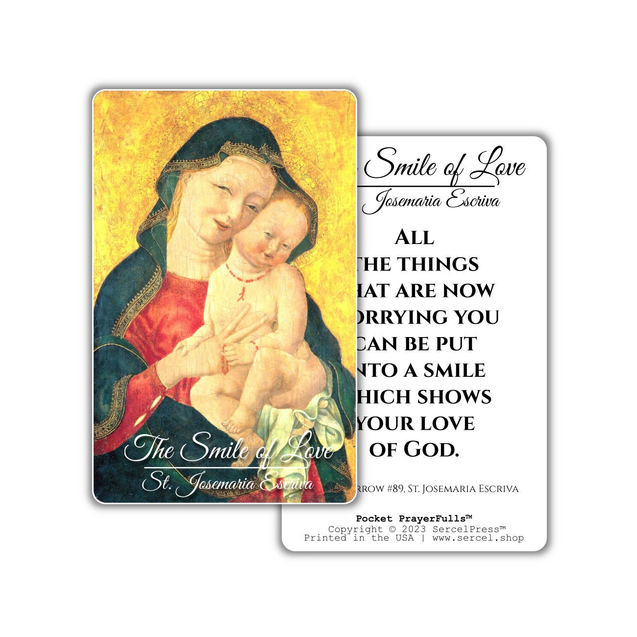 St. Josemaria Escriva, The Smile of Love: Pocket PrayerFulls™ | Durable Wallet Prayer Cards | Catholic Saints