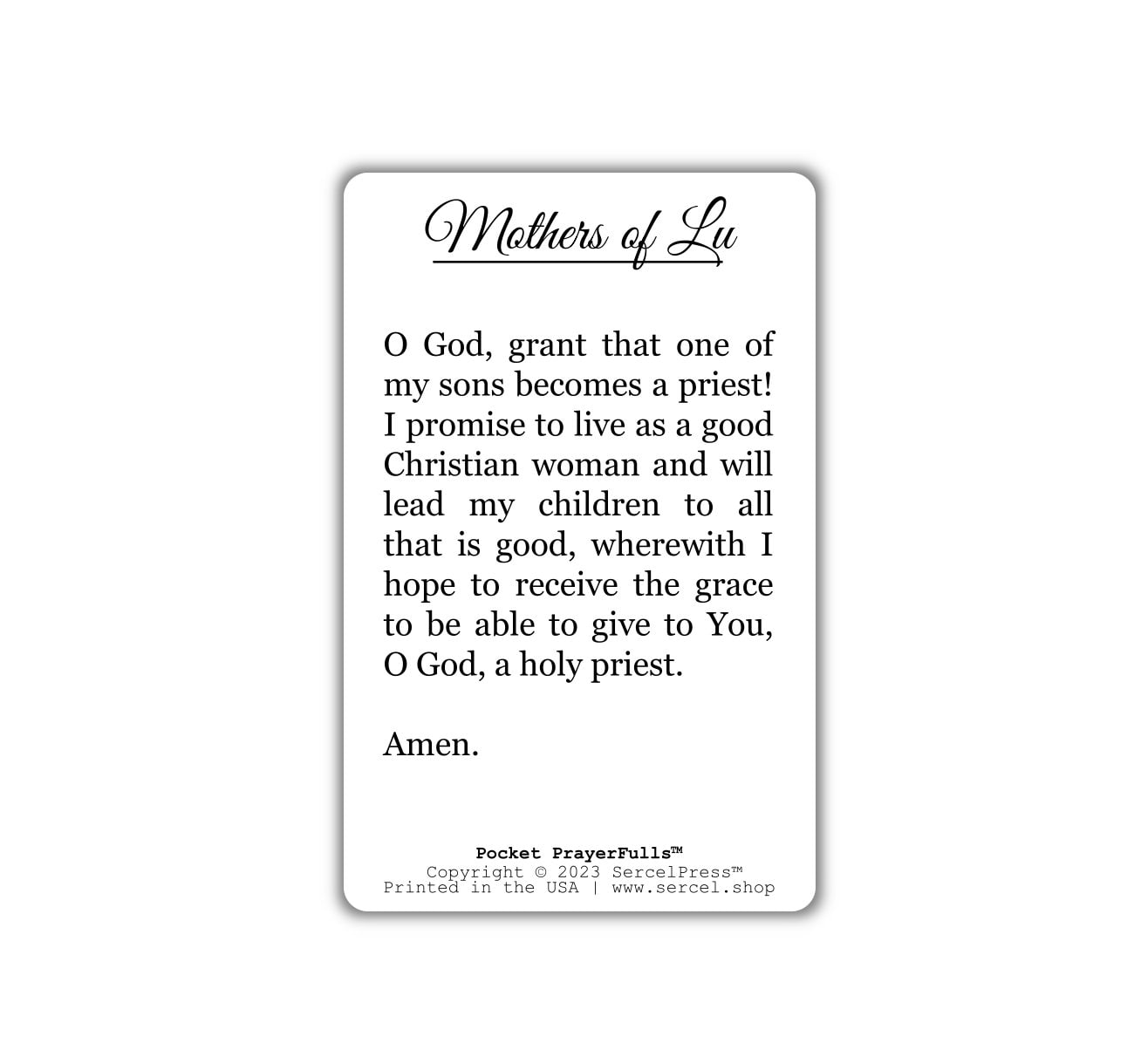 Mothers of Lu Prayer: Pocket PrayerFulls™ | Durable Wallet Prayer Cards | Catholic Prayers