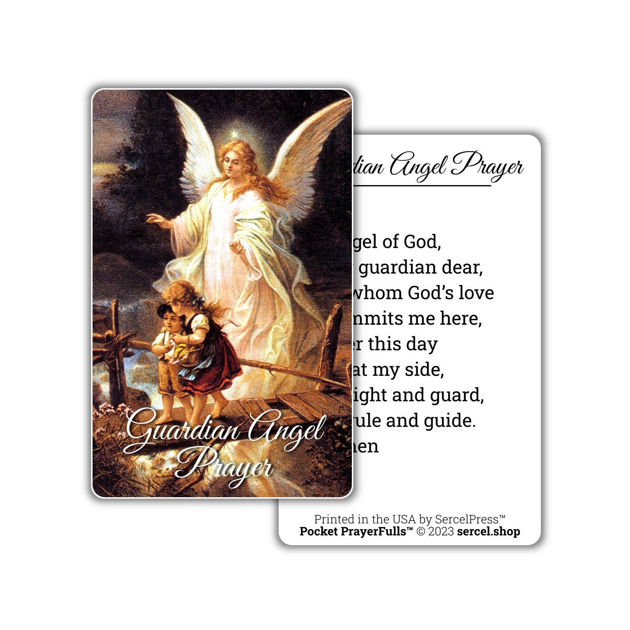 Guardian Angel Prayer — Angel of God, my guardian dear | Pocket PrayerFulls™ | Uncompromising Holy Cards — Built to Last. Backed for Life