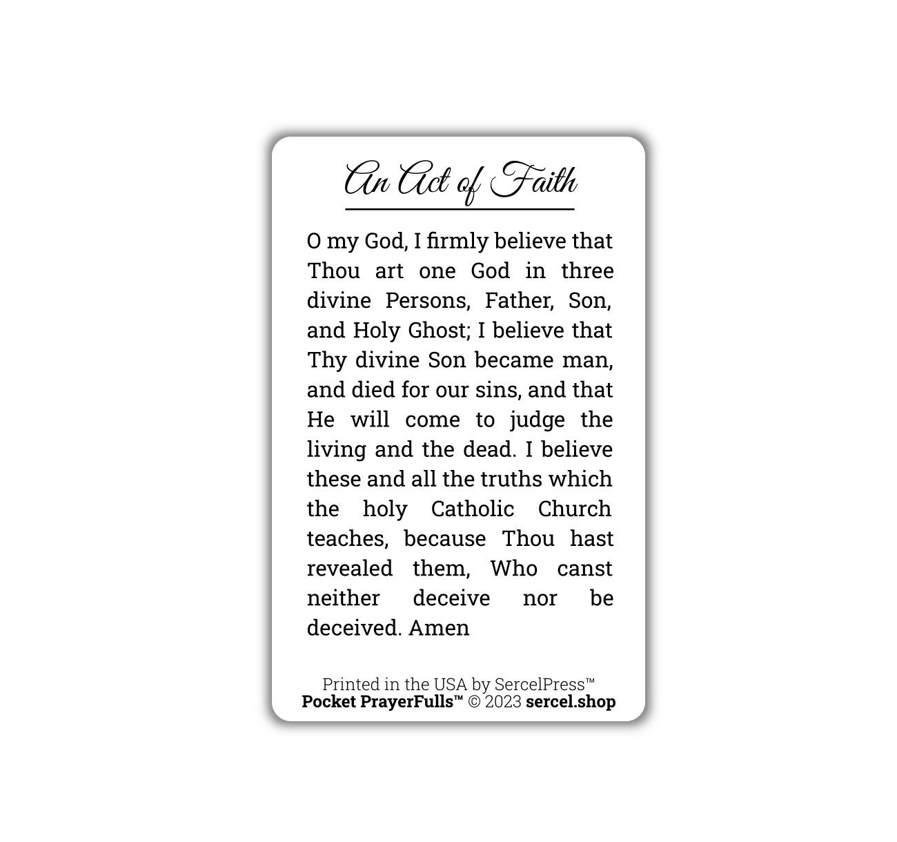 Act of Faith: Pocket PrayerFulls™ | Durable Wallet Prayer Cards | Catholic Prayers