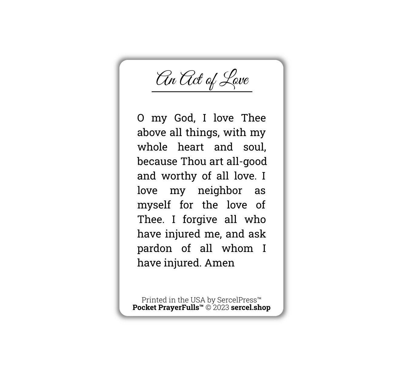 Act of Love: Pocket PrayerFulls™ | Durable Wallet Prayer Cards | Catholic Prayers