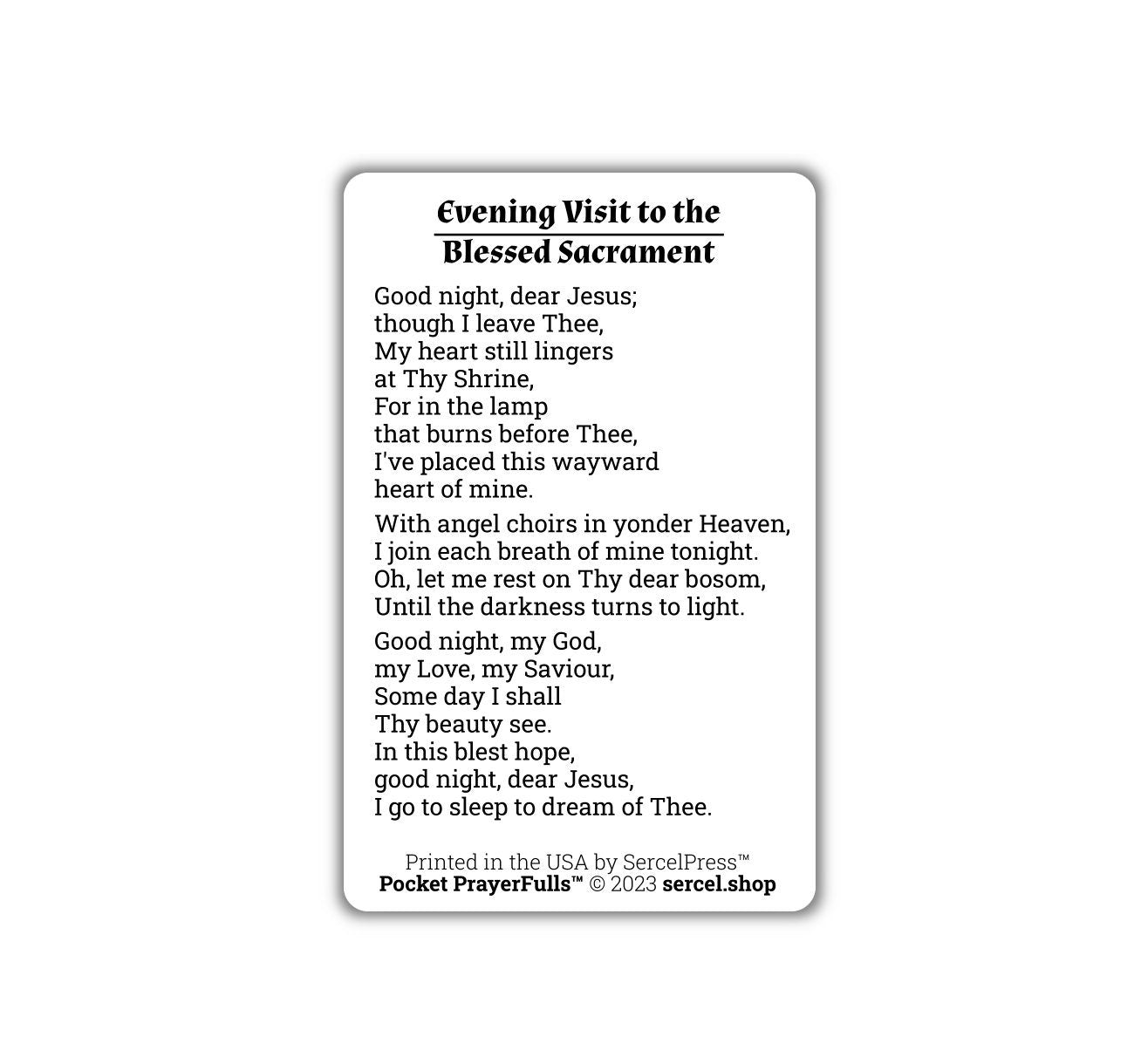 Evening Visit to the Blessed Sacrament: Pocket PrayerFulls™ | Durable Wallet Prayer Cards | Catholic Prayers