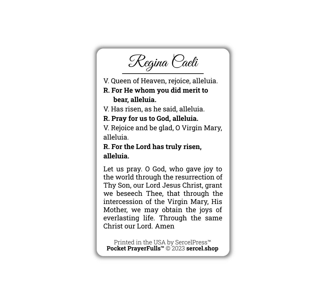 Regina Caeli: Pocket PrayerFulls™ | Durable Wallet Prayer Cards | Catholic Prayers