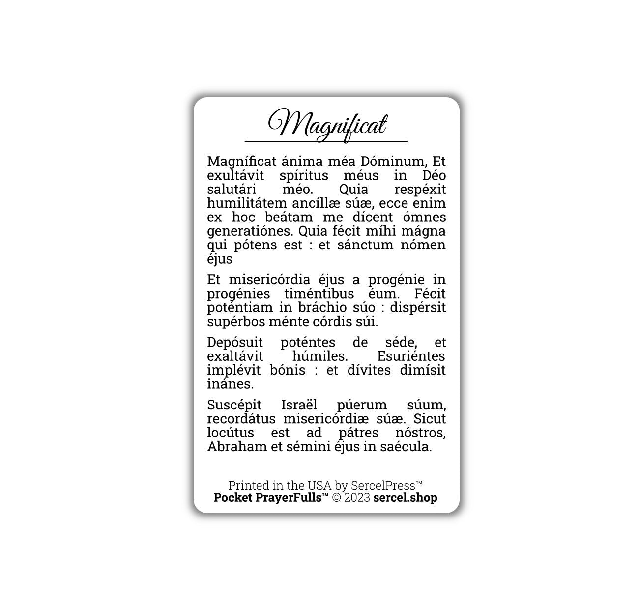 Magnificat in Latin: Pocket PrayerFulls™ | Durable Wallet Prayer Cards | Catholic