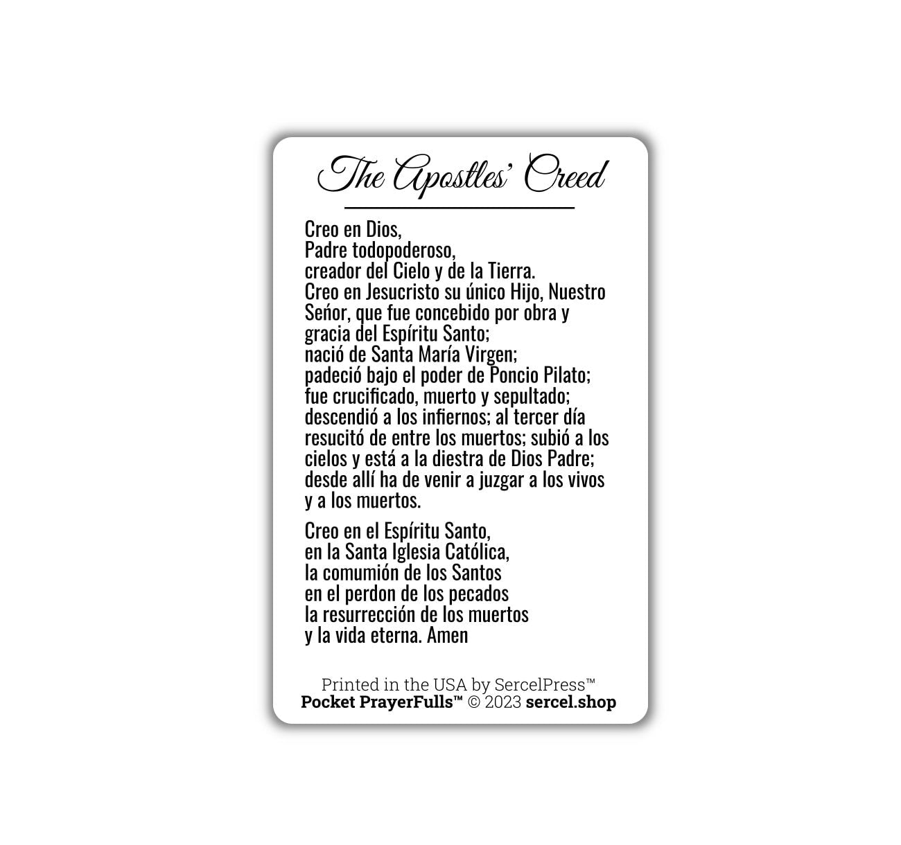 The Apostles' Creed in Spanish / Creo en Dios: Pocket PrayerFulls™ | Durable Wallet Prayer Cards | Catholic Prayers