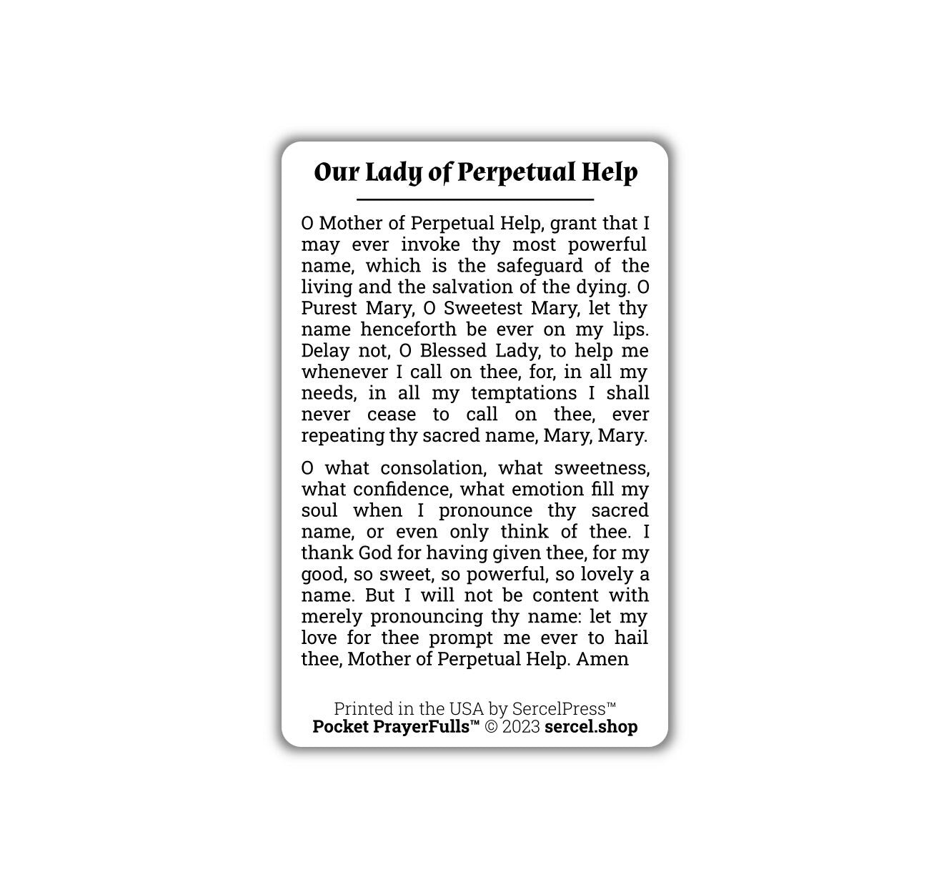 Our Lady of Perpetual Help: Pocket PrayerFulls™ | Durable Wallet Prayer Cards | Catholic Prayers