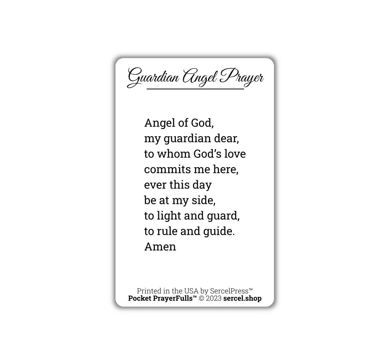 Guardian Angel Prayer — Angel of God, my guardian dear | Pocket PrayerFulls™ | Uncompromising Holy Cards — Built to Last. Backed for Life