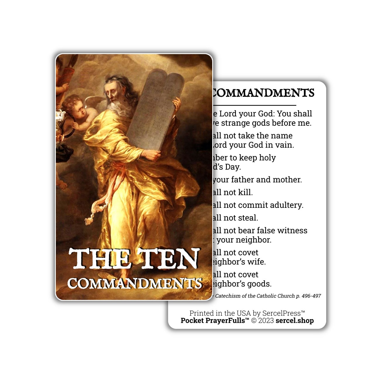 The Ten Commandments: Pocket PrayerFulls™ | Durable Wallet Holy Card | Decalogue | Catholic Catechism