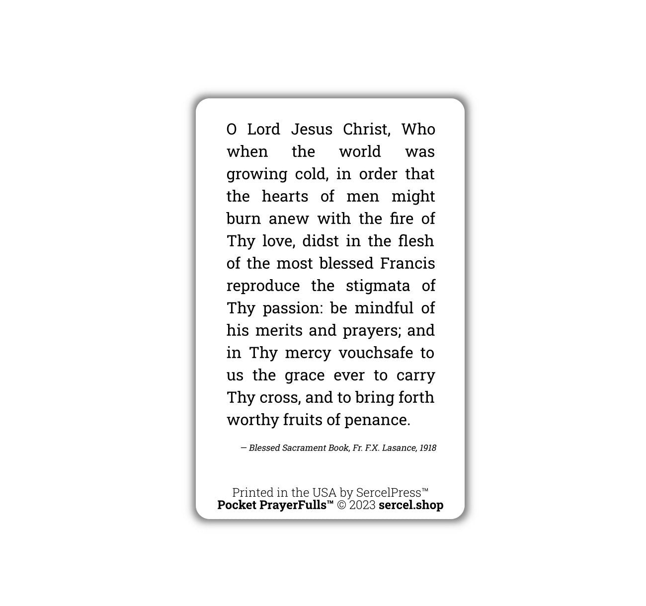 Sacred Stigmata of St. Francis of Assisi: Pocket PrayerFulls™ | Durable Wallet Prayer Cards | Catholic Saints