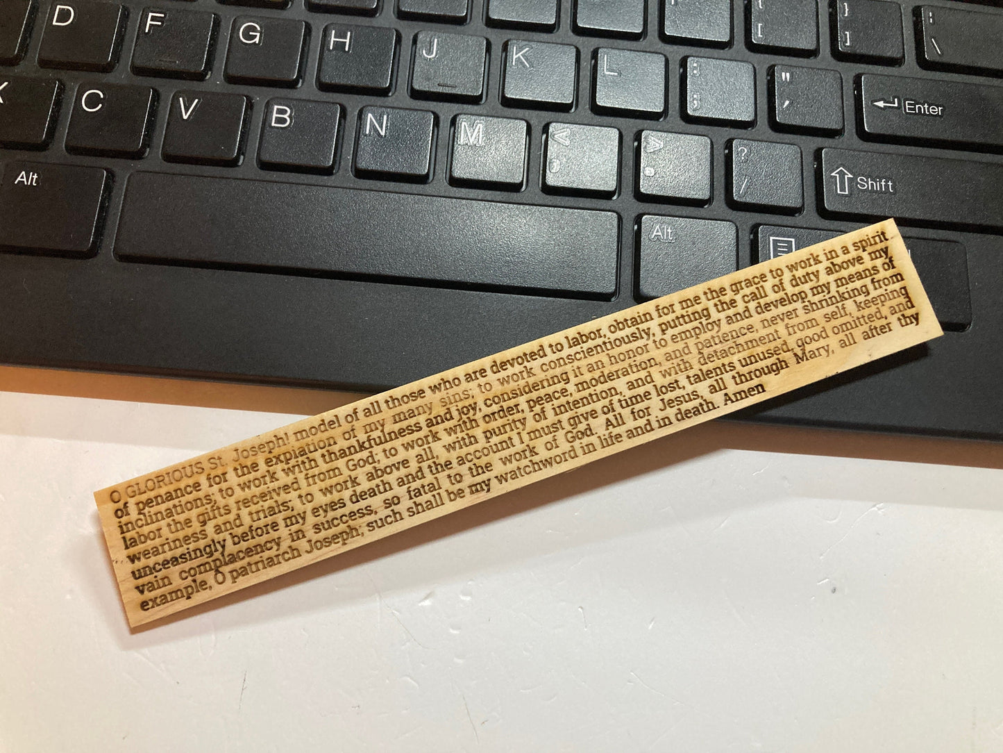 Prayer to St. Joseph the Worker | Natural Pine Wood Ruler | Laser Engraved | Wood Burning | Catholic Saints | Catholic Prayers
