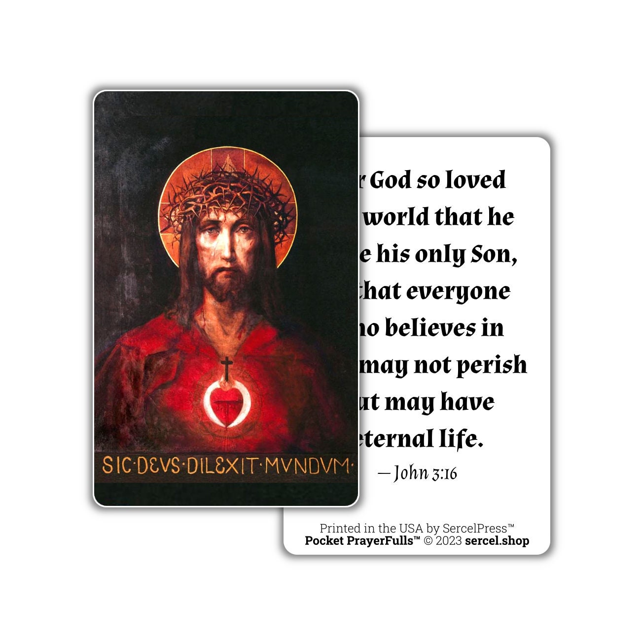 For God So Loved The World / Sacred Heart, John 3-16: Pocket PrayerFulls™ | Durable Wallet Prayer Cards | Holy Bible | Scripture