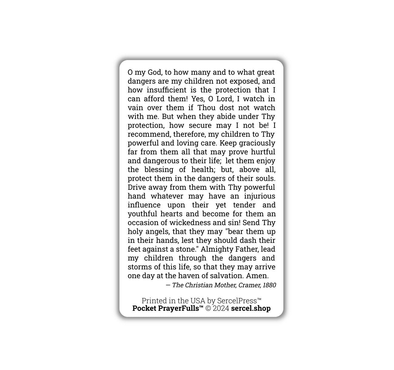 Mother's Prayer for the Protection of Children in all their Dangers: Pocket PrayerFulls™ | Durable Wallet Prayer Cards | Catholic Prayers