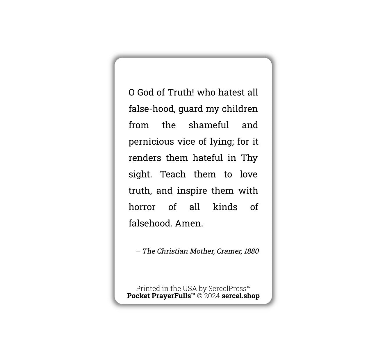 Mother's Prayer to Obtain for the Children The Love of Truth: Pocket PrayerFulls™ | Durable Wallet Prayer Cards | Catholic Prayers