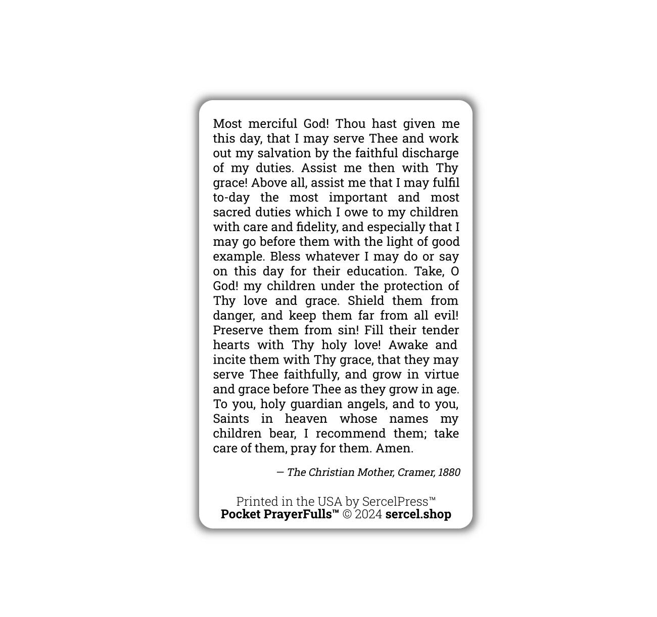 Mother's Prayer in the Morning: Pocket PrayerFulls™ | Durable Wallet Prayer Cards | Catholic Prayers