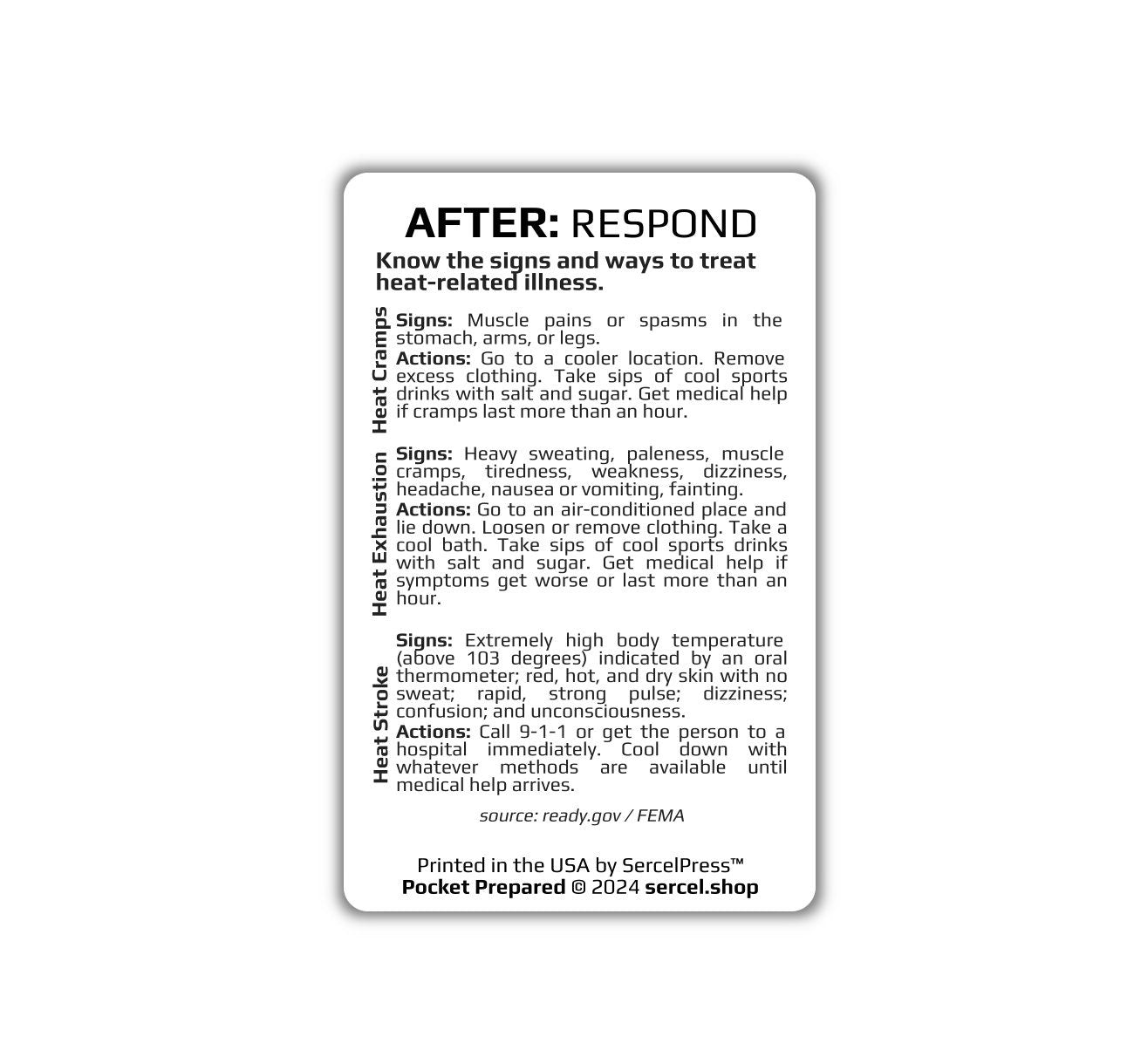 How to Survive Extreme Heat | Pocket Prepared | Durable Wallet Emergency Response Card