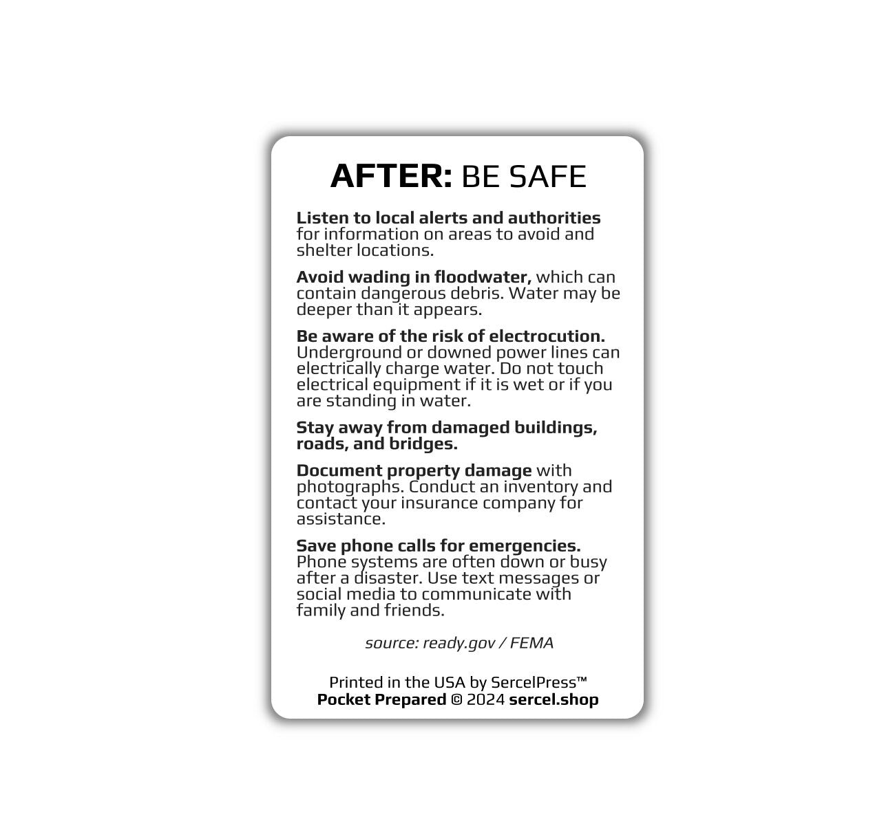 How to Survive a Tsunami | Pocket Prepared | Durable Wallet Emergency Response Card