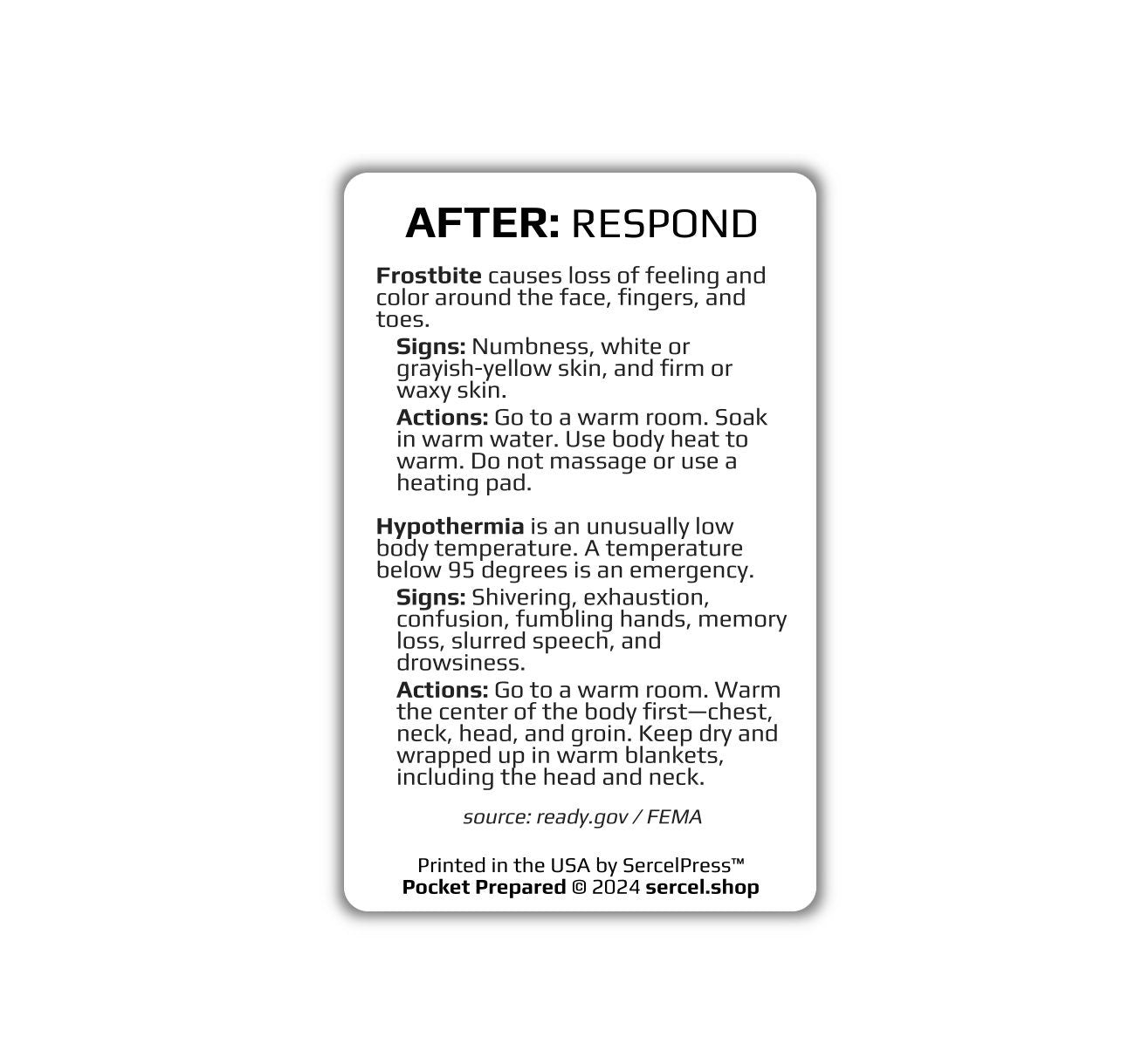 How to Survive a Winter Storm | Pocket Prepared | Durable Wallet Emergency Response Card