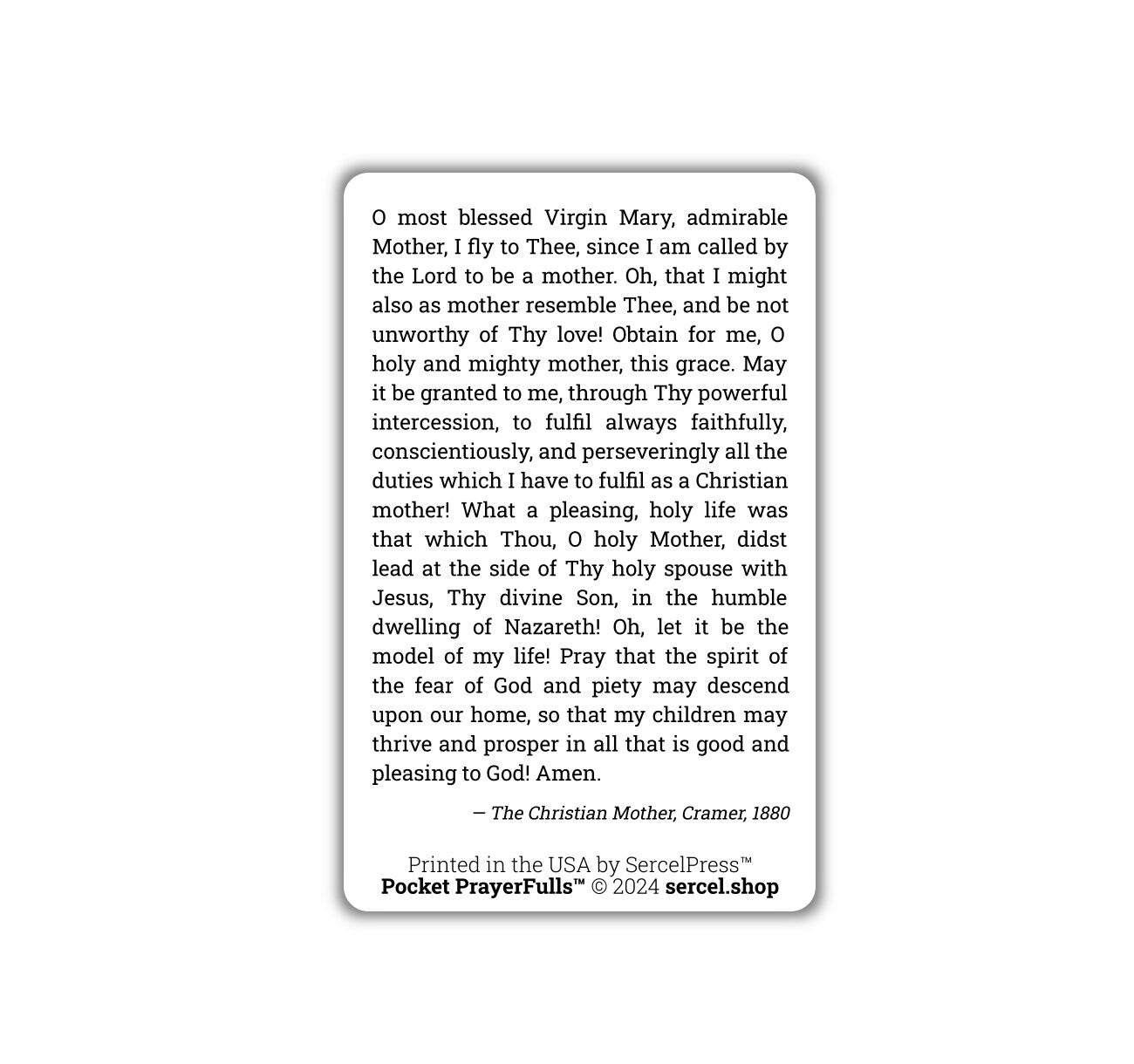 Mother's Prayer to the Blessed Virgin Mary: Pocket PrayerFulls™ | Durable Wallet Prayer Cards | Catholic Prayers