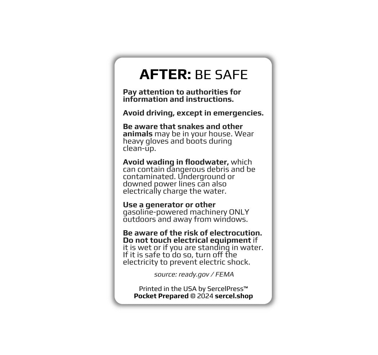 How to Survive a Flood | Pocket Prepared | Durable Wallet Emergency Response Card