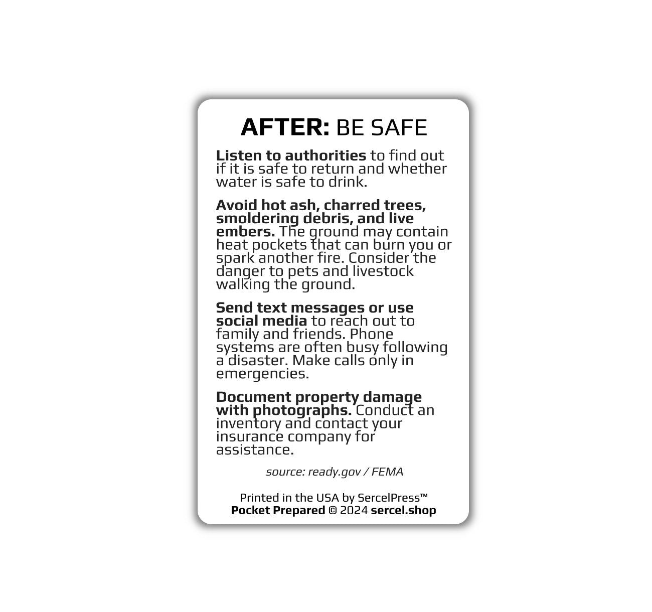 How to Survive a Wildfire | Pocket Prepared | Durable Wallet Emergency Response Card