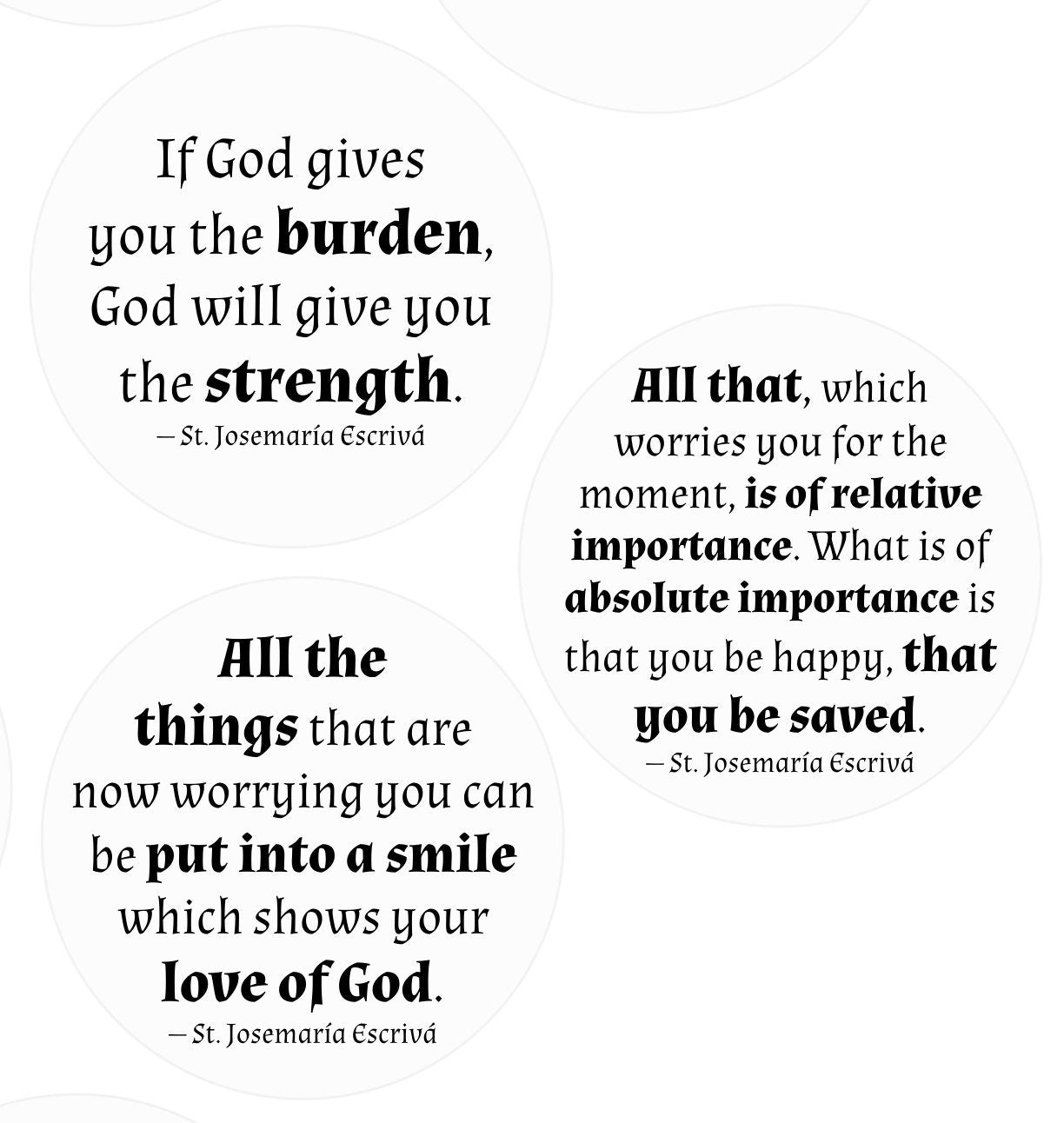 24 Saint Stickers, St. Josemaria Escriva Quotes, 2-Inches, Clear | Catholic Saints