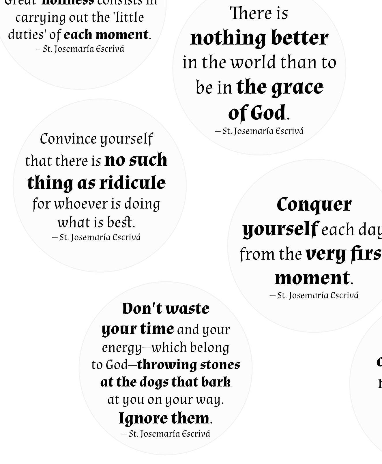 24 Saint Stickers, St. Josemaria Escriva Quotes, 2-Inches, Clear | Catholic Saints