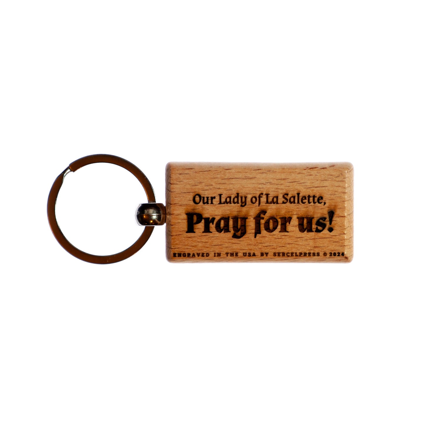 Our Lady of La Salette, Solid Wood Keychain, Engraved in the USA, Catholic
