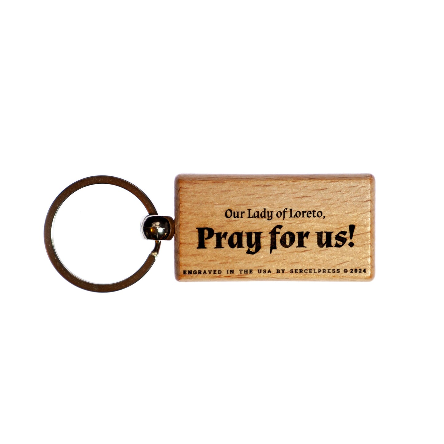 Our Lady of Loreto, Solid Wood Keychain, Engraved in the USA, Catholic
