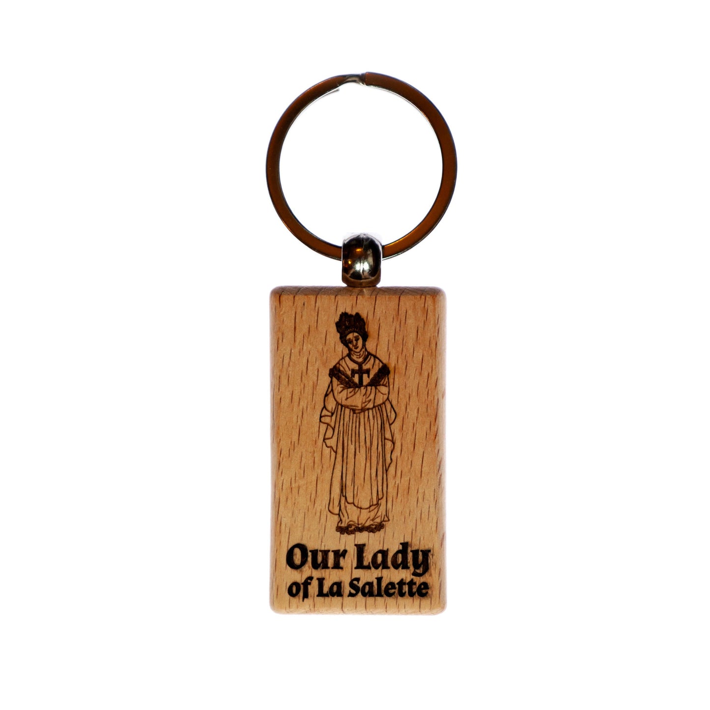 Our Lady of La Salette, Solid Wood Keychain, Engraved in the USA, Catholic