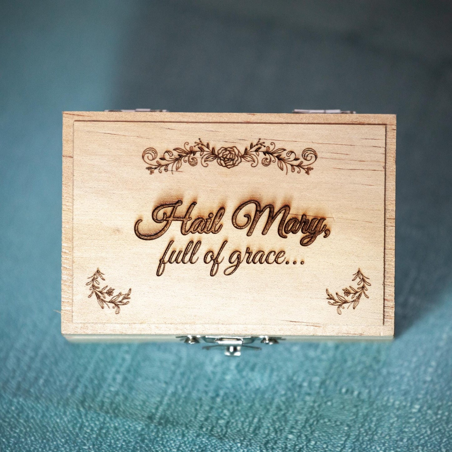 Rosary Box, Hail Mary Full of Grace, Engraved in the USA, Catholic Living