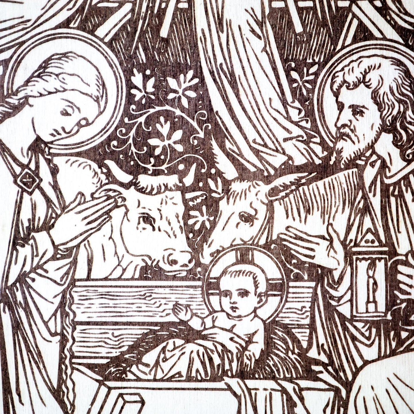 Nativity Scene, Christmas, Laser-Engraved Wood Panel Wall Art, 8" x 10" | Engraved in the USA