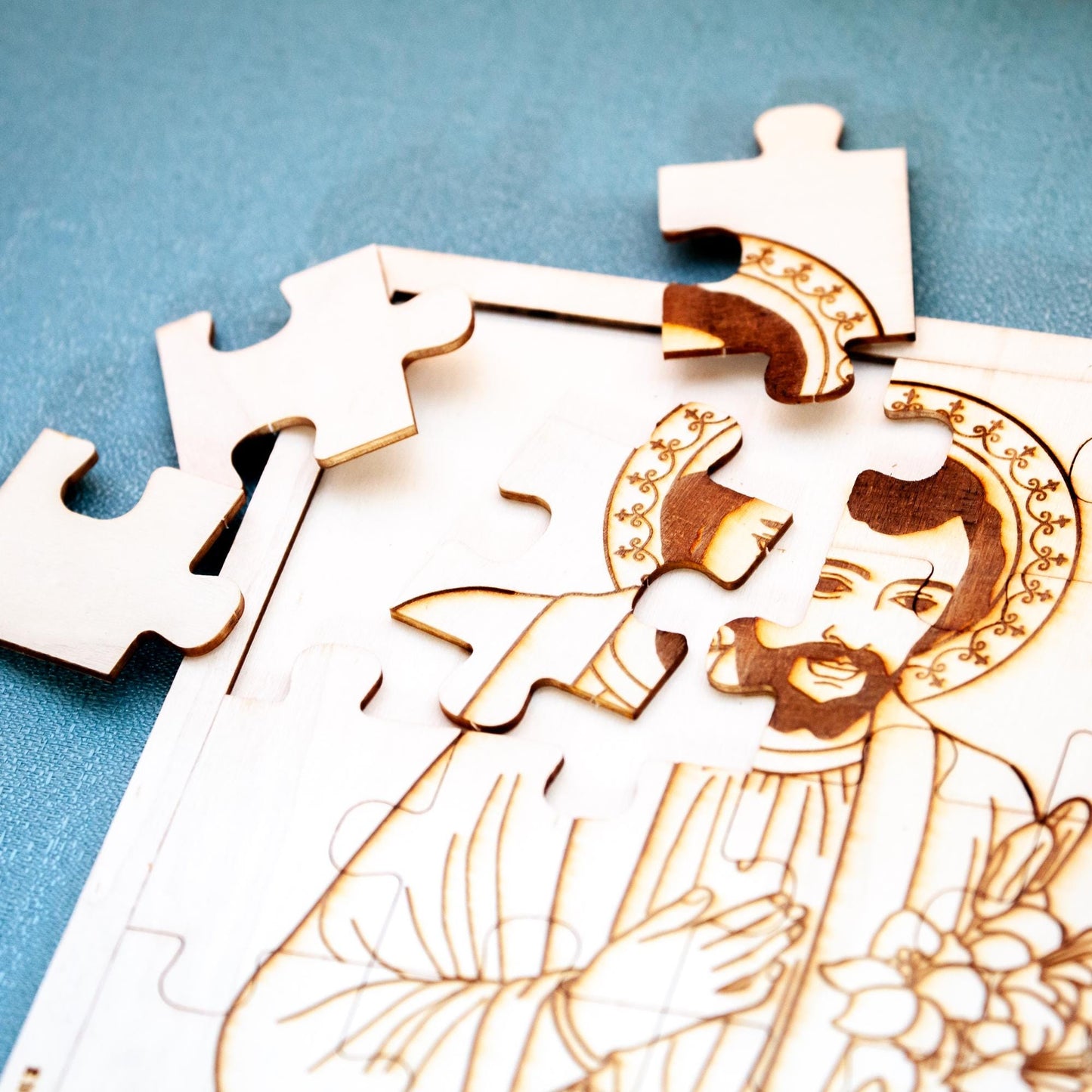 Saint Joseph, Laser-Engraved Wood Puzzle, 11.75" x 7.75" | Engraved in the USA | Catholic Living