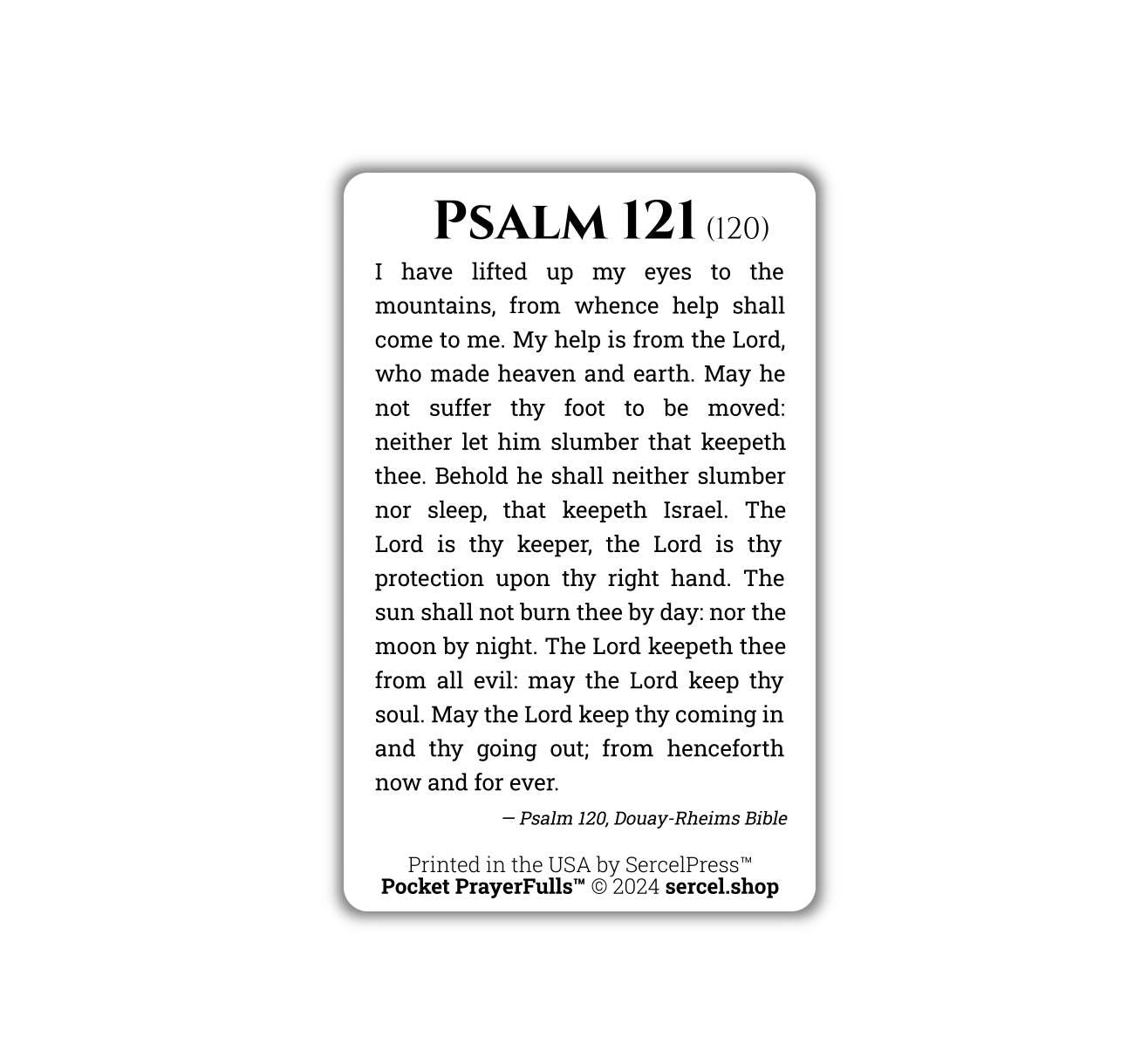 Psalm 121: Pocket PrayerFulls™ | Durable Wallet Holy Cards | Holy Bible | Douay-Rheims | Scripture | Psalms