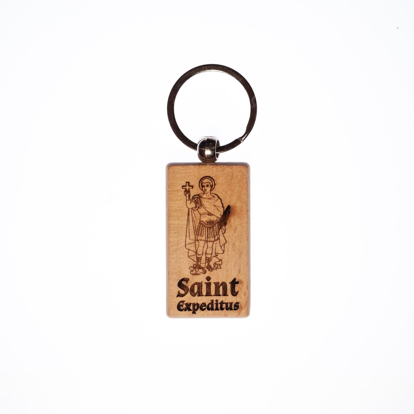 Saint Expeditus, Solid Wood Keychain, Engraved in the USA, Catholic