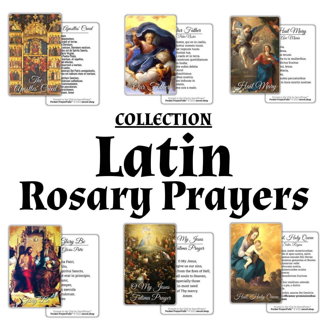 Total Rosary Bundle: Rosary Prayers, Latin Rosary Prayers, 2x Card Carrying Cases, Large Holy Family Rosary Hanger, 30% DISCOUNT