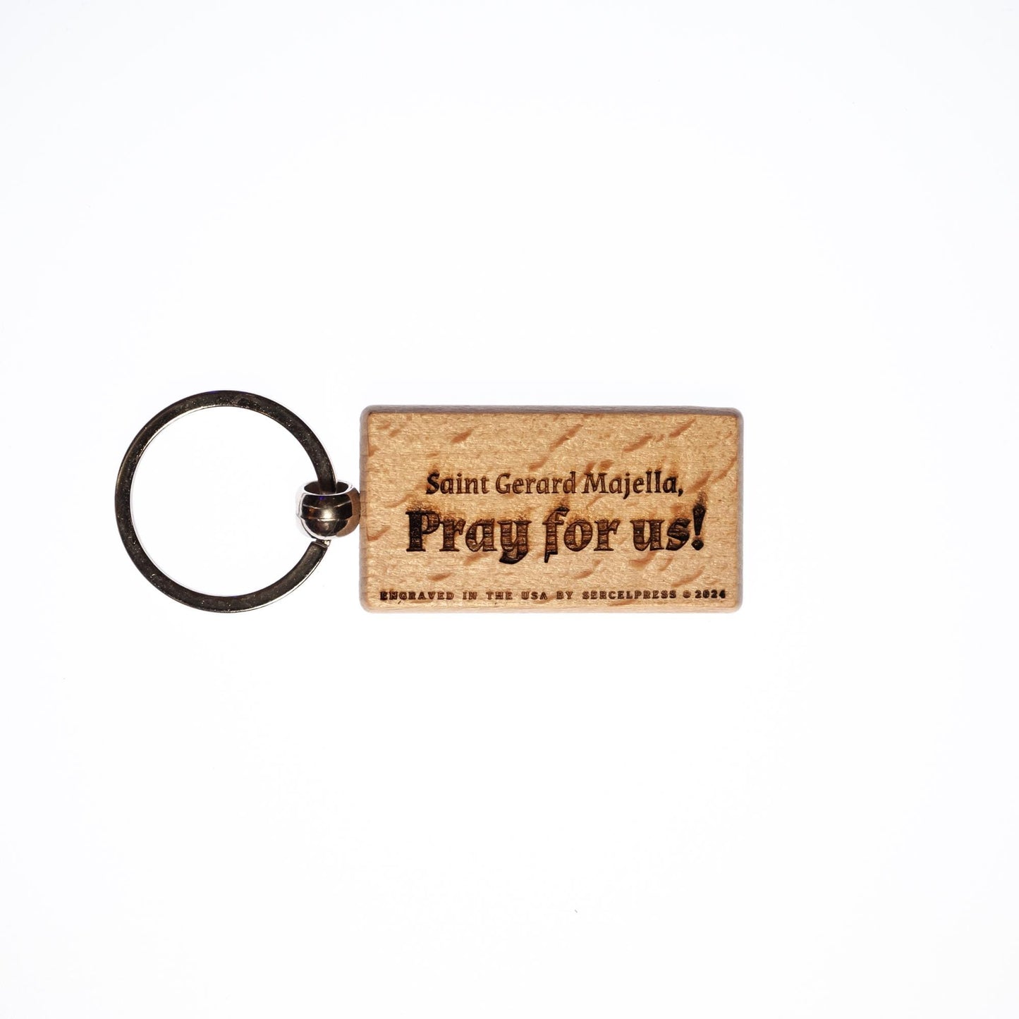 Saint Gerard Majella, Solid Wood Keychain, Engraved in the USA, Catholic
