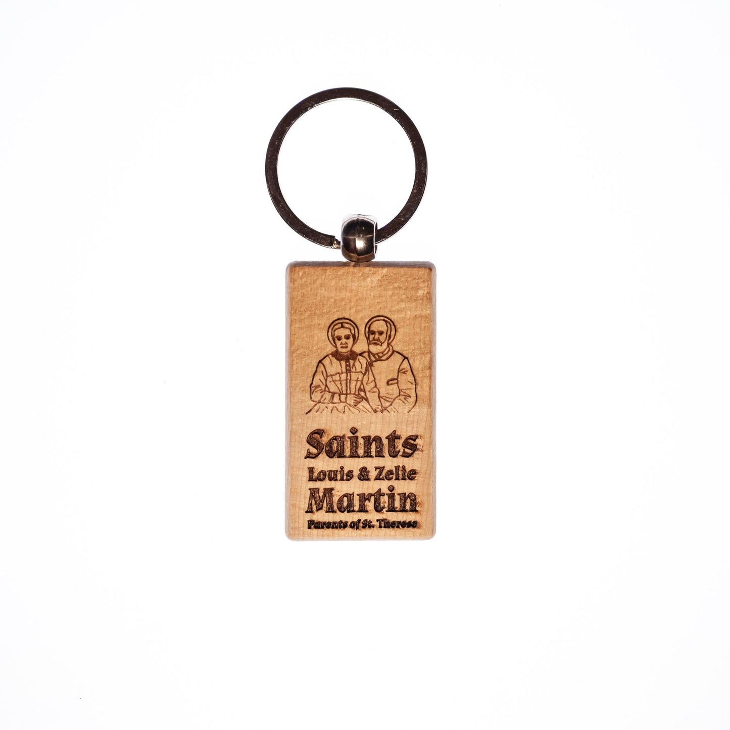 Saints Louis & Zelie Martin, Parents of St. Therese, Solid Wood Keychain, Engraved in the USA, Catholic