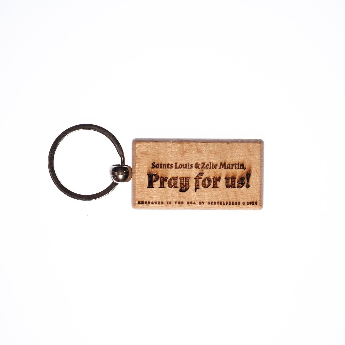 Saints Louis & Zelie Martin, Parents of St. Therese, Solid Wood Keychain, Engraved in the USA, Catholic