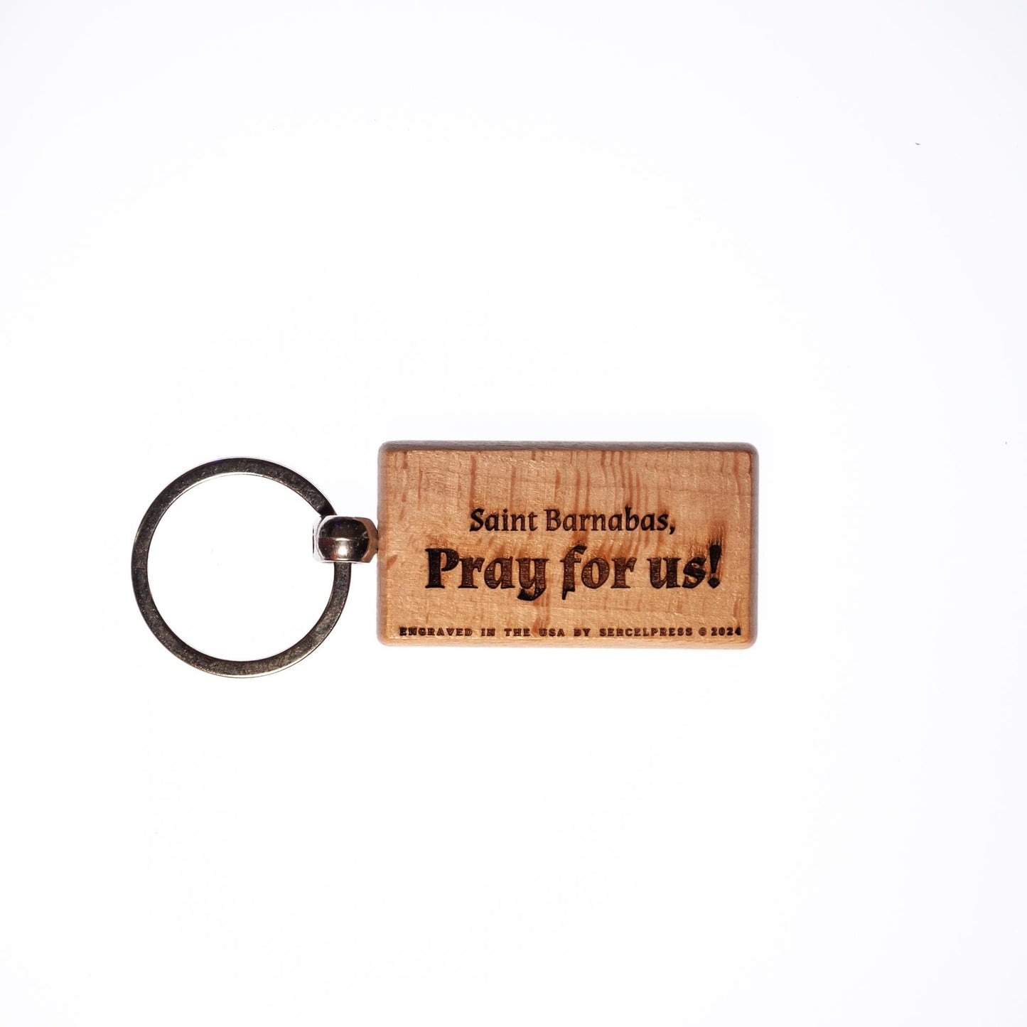 Saint Barnabas, Solid Wood Keychain, Engraved in the USA, Catholic