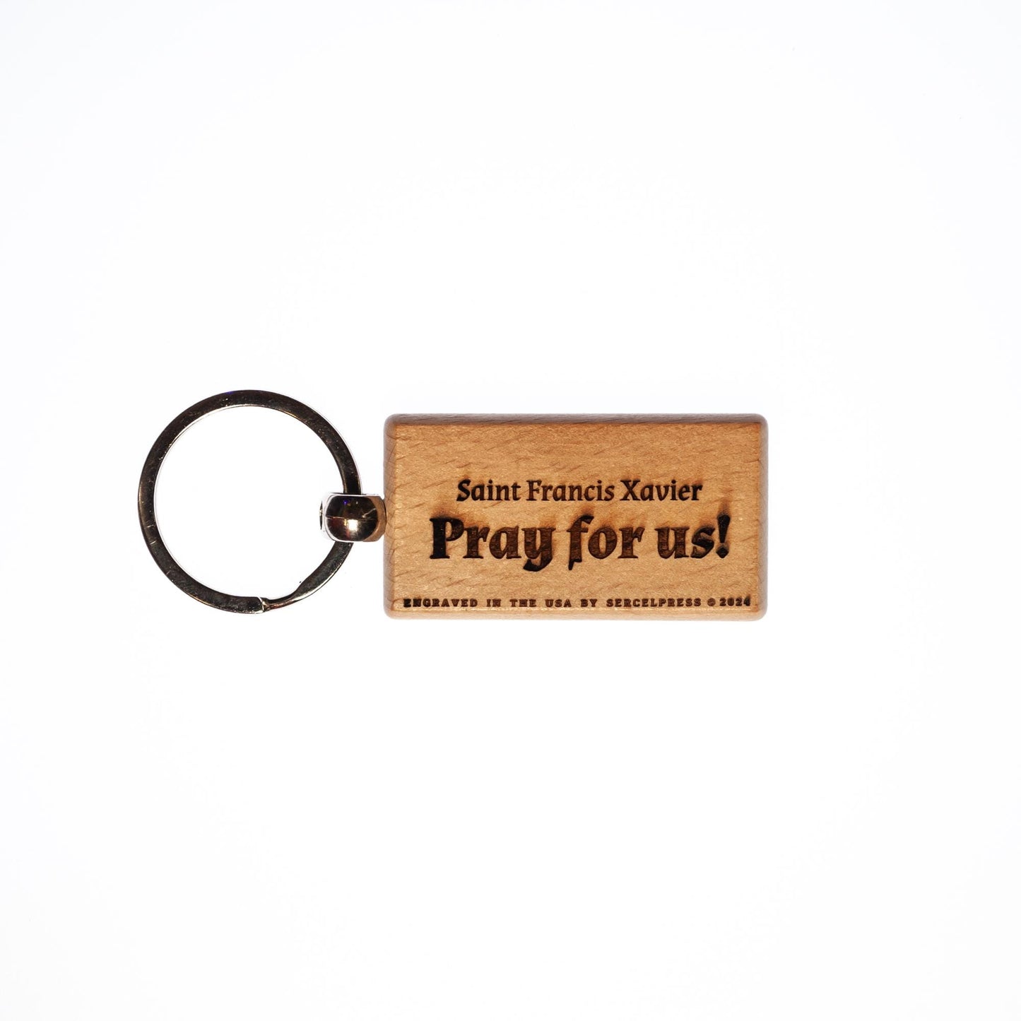 Saint Francis Xavier, Solid Wood Keychain, Engraved in the USA, Catholic