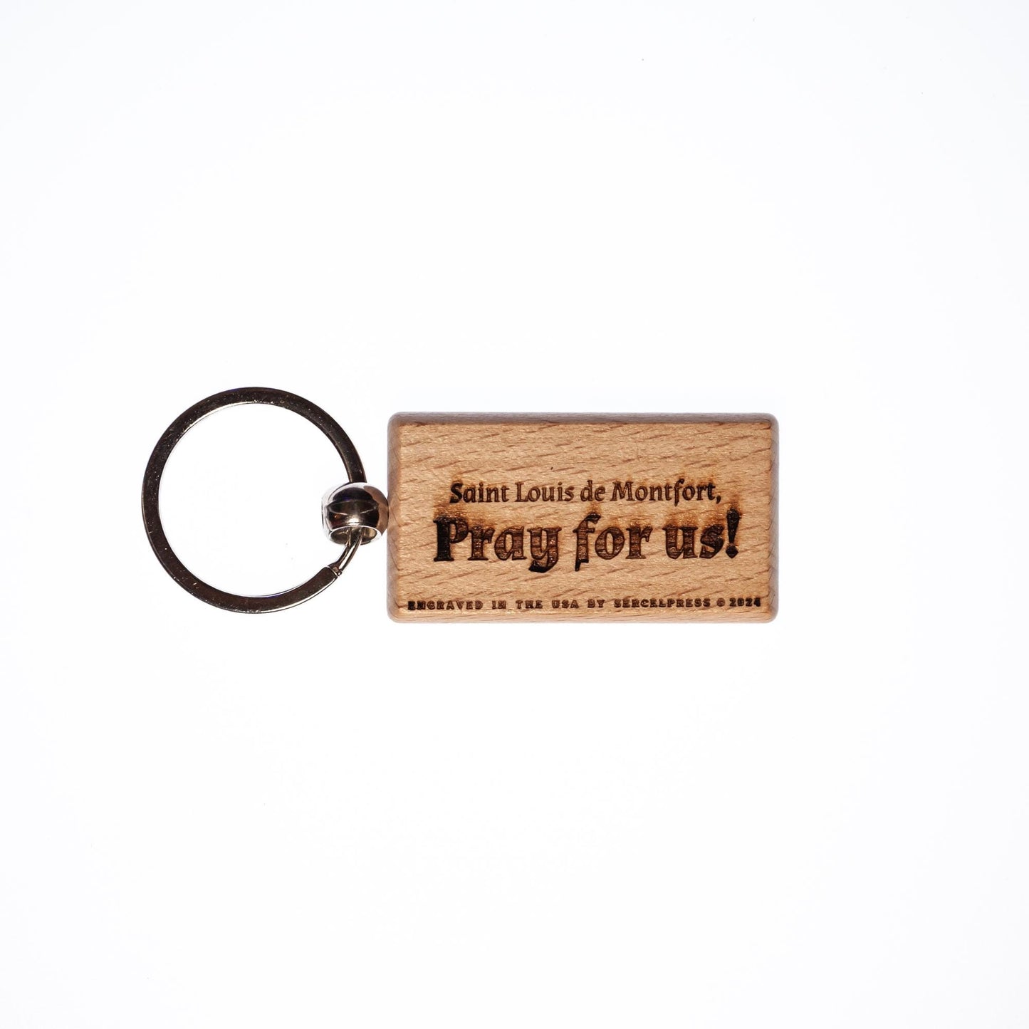 Saint Louis de Montfort, Solid Wood Keychain, Engraved in the USA, Catholic