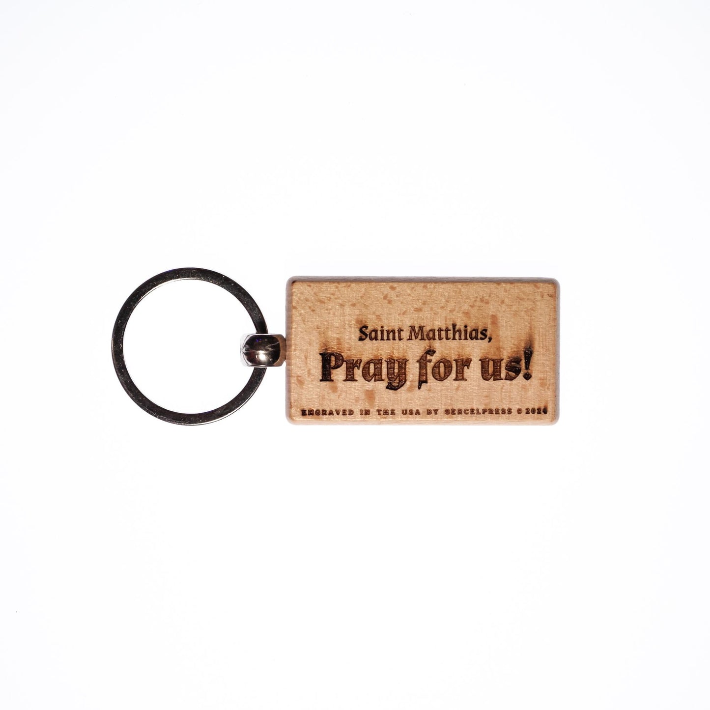 Saint Matthias, Solid Wood Keychain, Engraved in the USA, Catholic