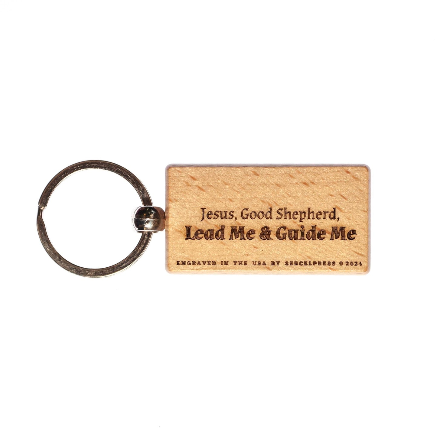 Jesus the Good Shepherd, Solid Wood Keychain, Engraved in the USA, Catholic